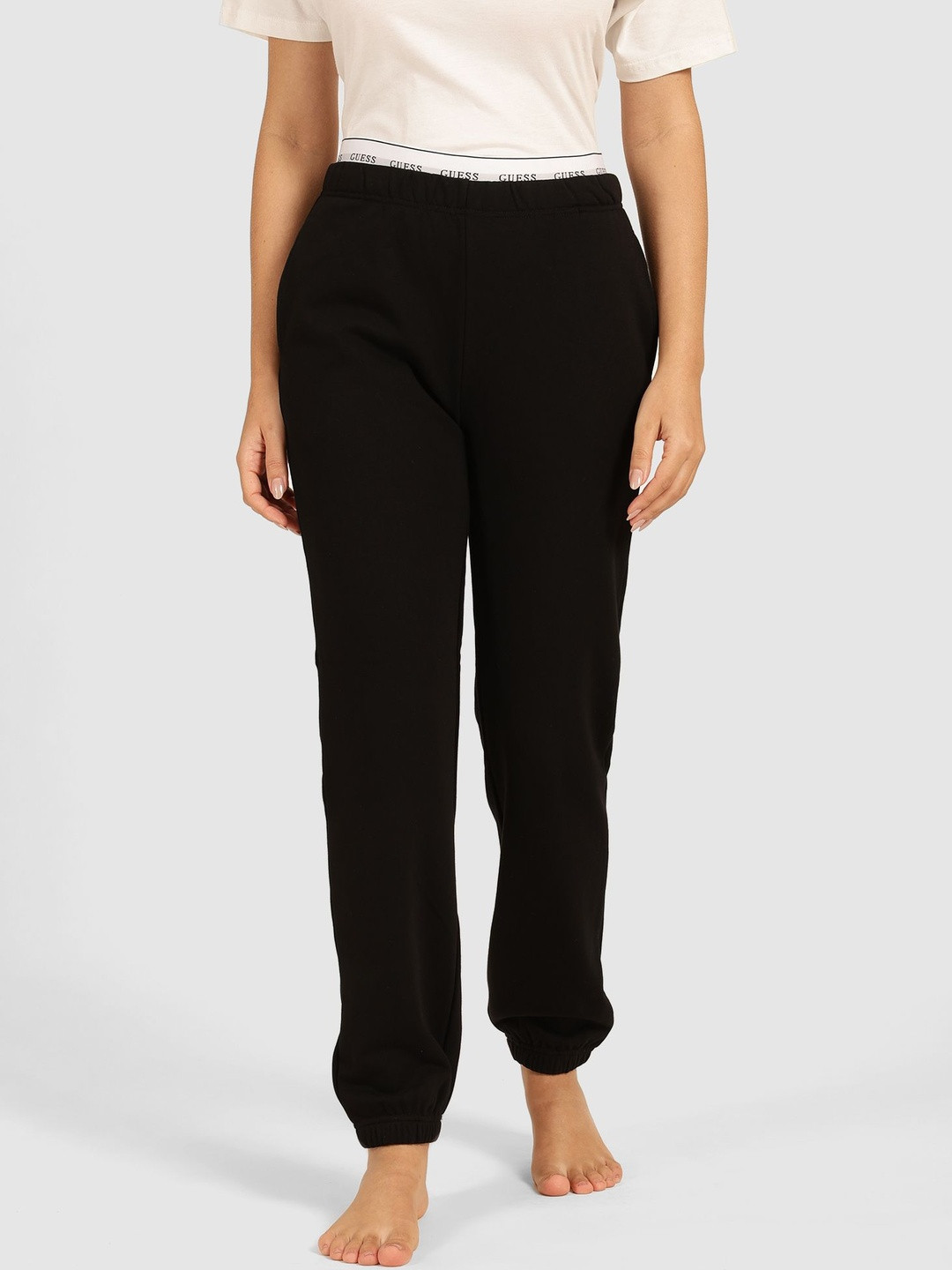 GUESS Women Relaxed Textured Self Design Mid-Rise Sofia Cuffed Pant