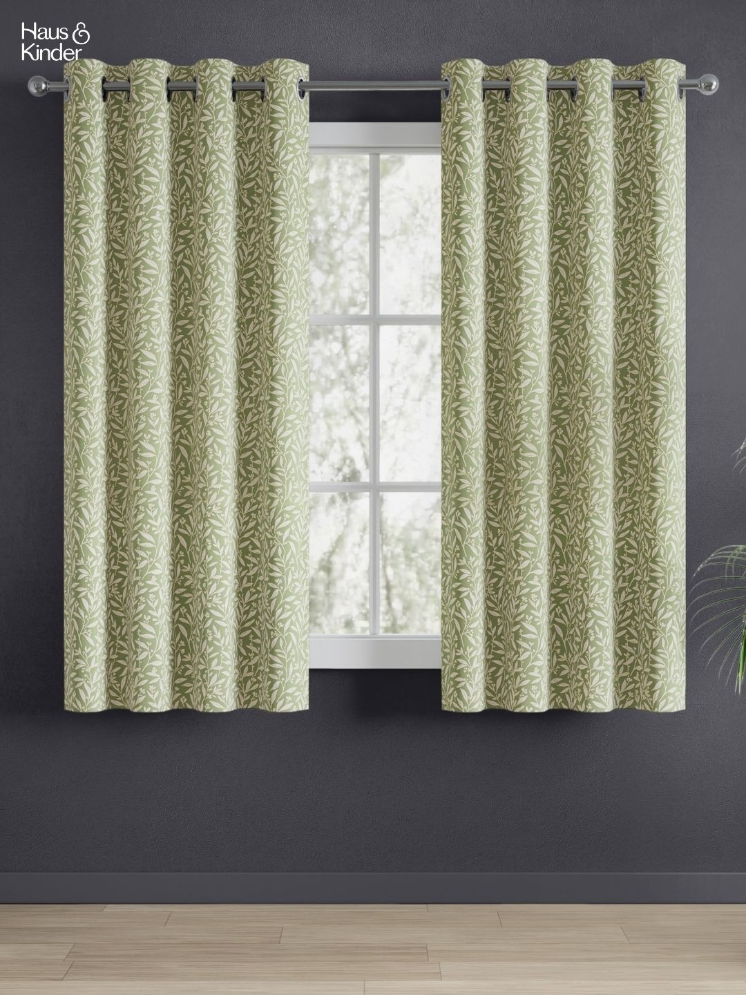 haus & kinder Signature Olive Grove Olive Jacquard 2 Pcs Room Darkening Window Curtains
