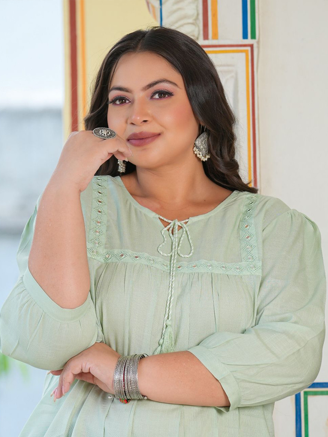 YASH GALLERY Keyhole Neck Top