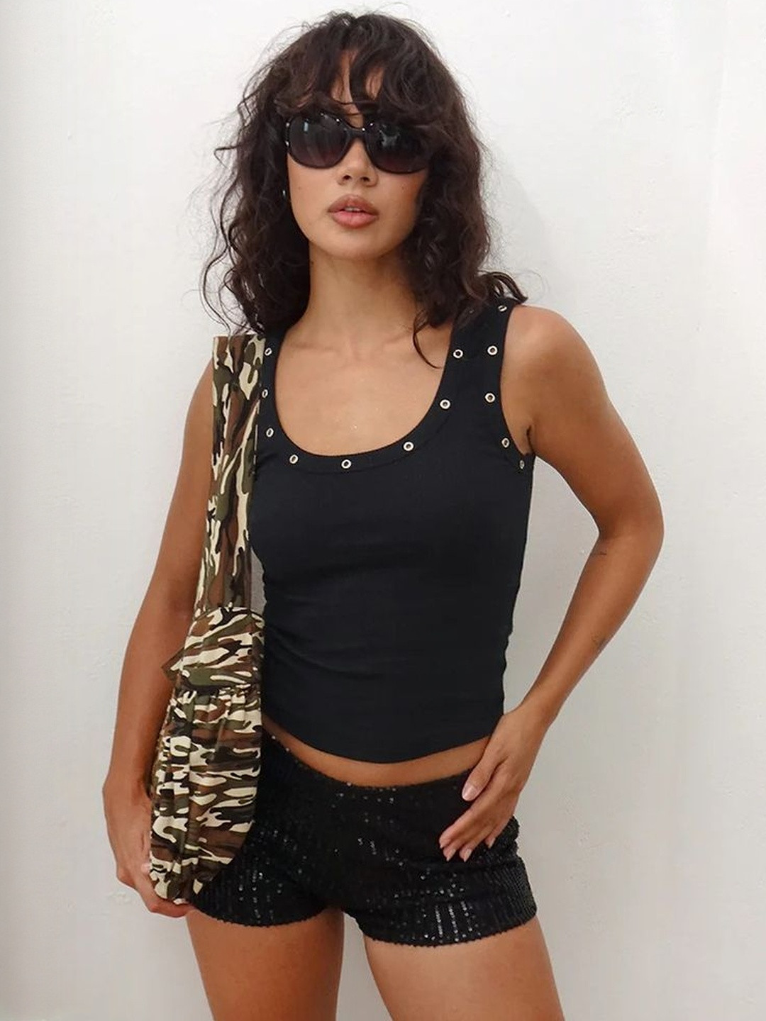 LULU & SKY Rivet Scoop Neck Tank Top