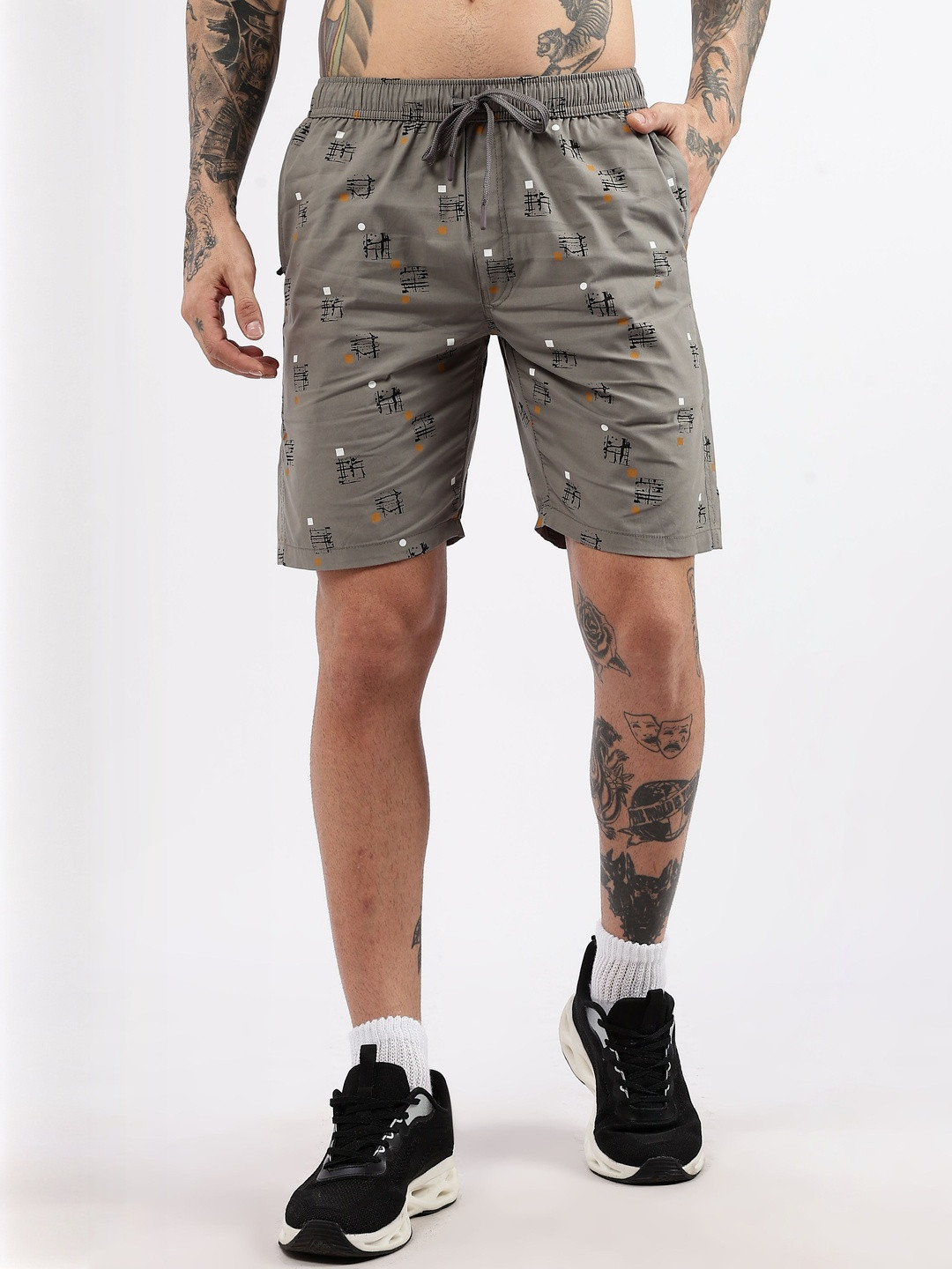 24 Street Men Conversational Printed Regular Fit Low-Rise Cotton Bermuda Shorts