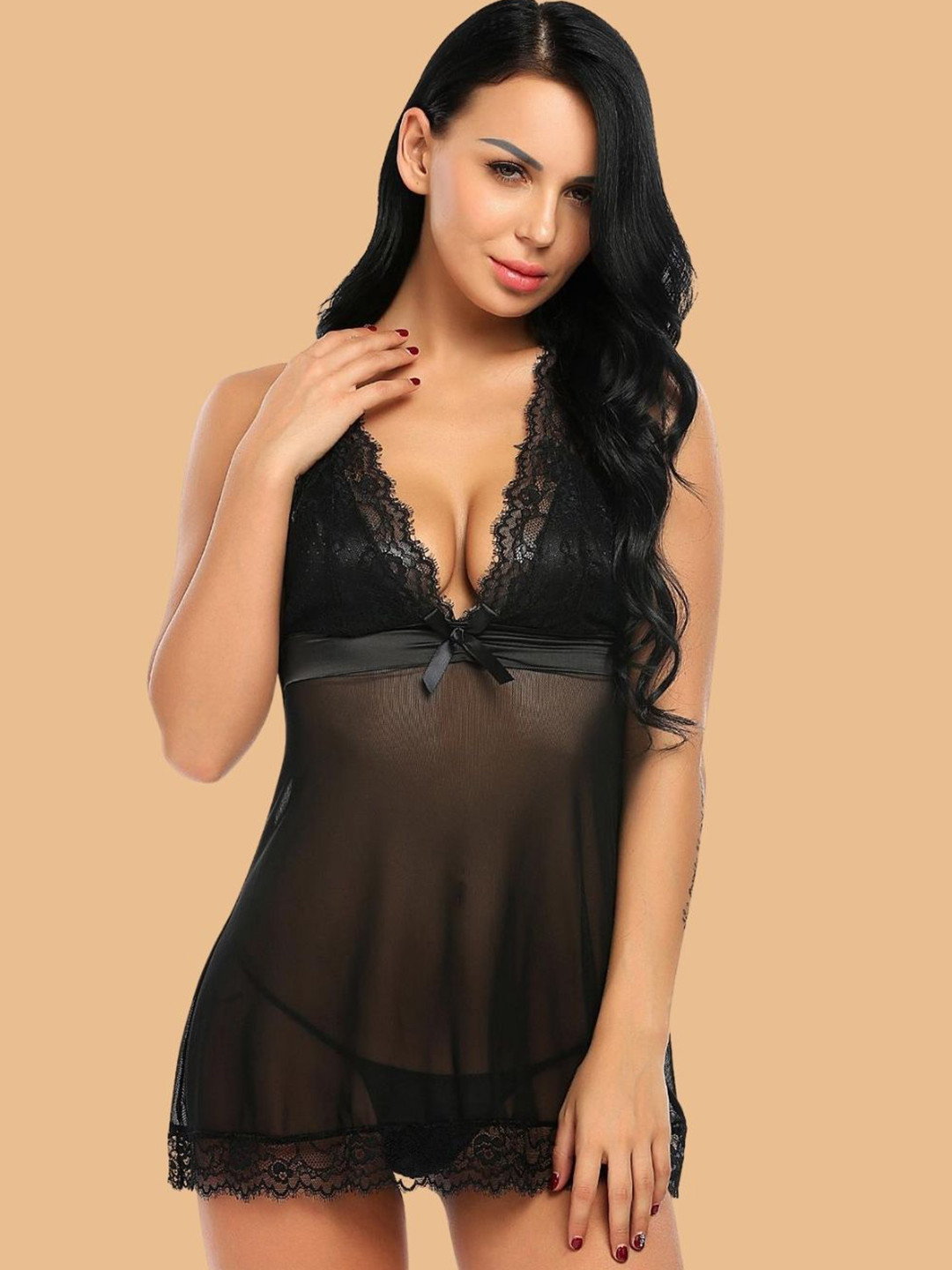 Women Backless Babydolls with Briefs