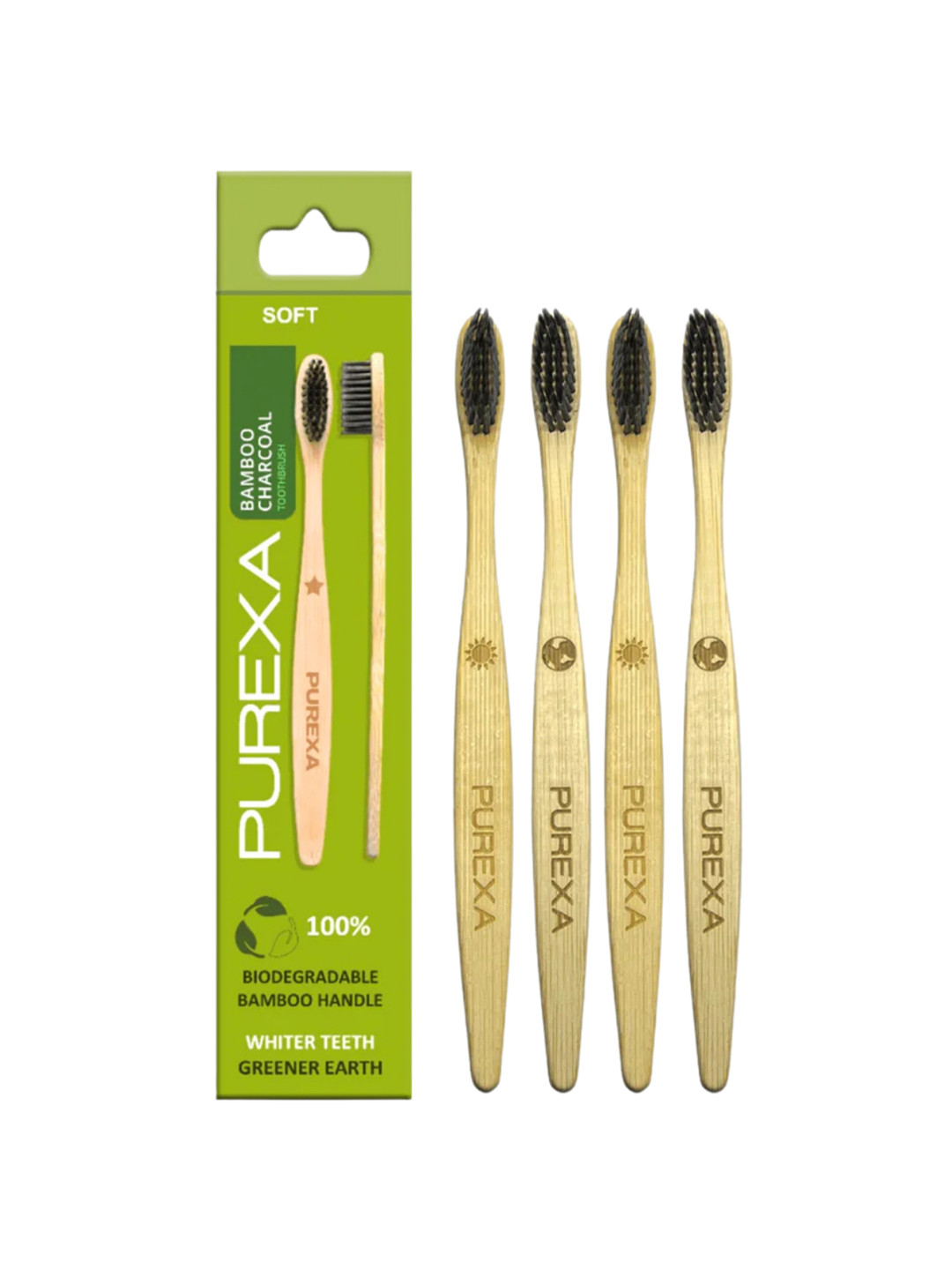 Purexa Set Of 4 Soft Bristles Toothbrush With Activated Charcoal