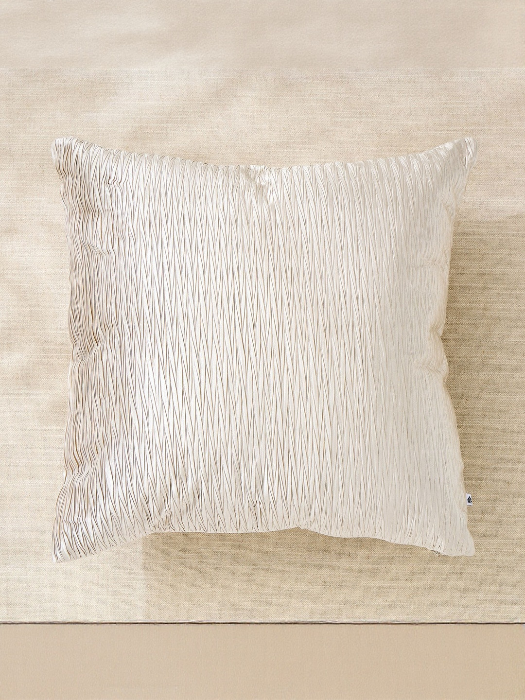 Home Centre Glimmer Beige Textured Pre-Filled Square Cushion