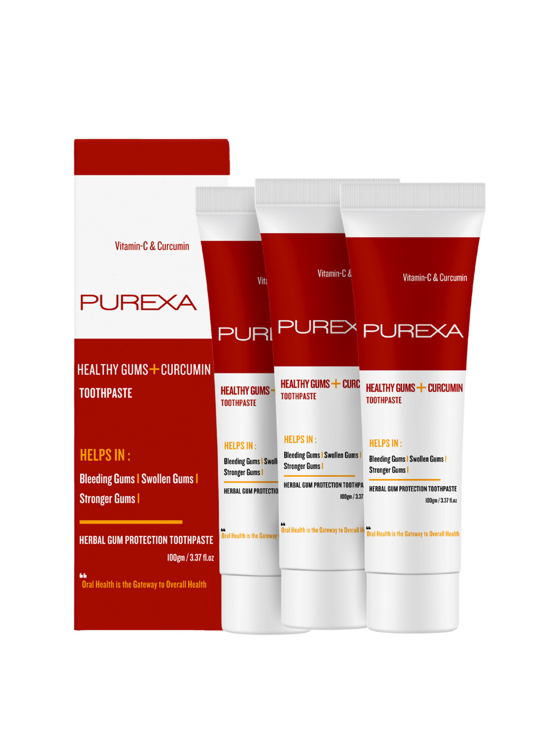 Purexa Set Of 3 Healthy Gum Toothpaste For Stronger Gums - 100 g Each