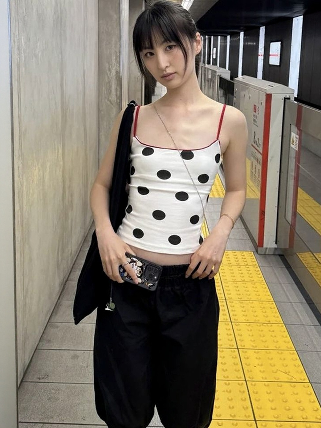 LULU & SKY Polka Dot Print Tank Top