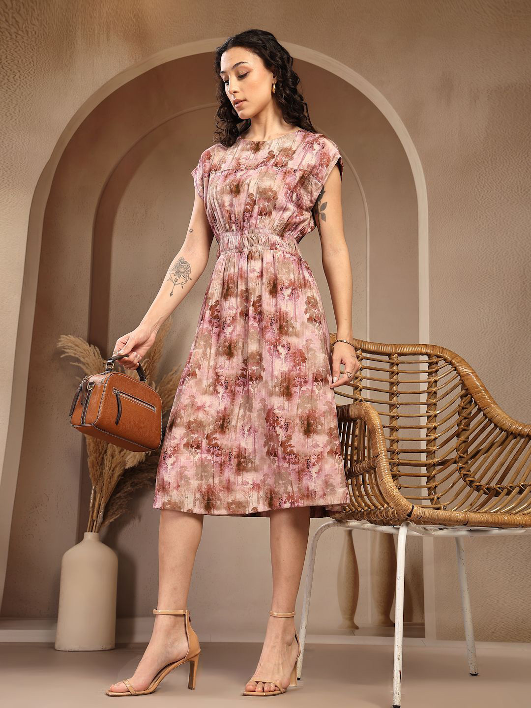 Gipsy Print Fit & Flare Midi Dress