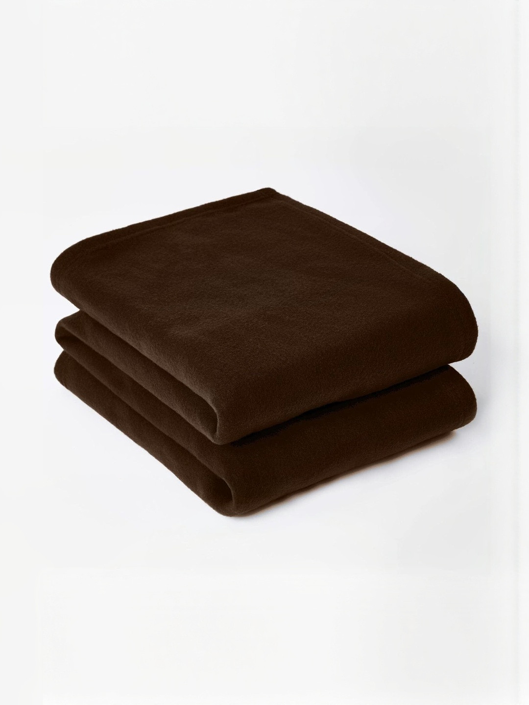 Aura Coffee Brown Fleece 120 GSM Mild Winter Double Blanket