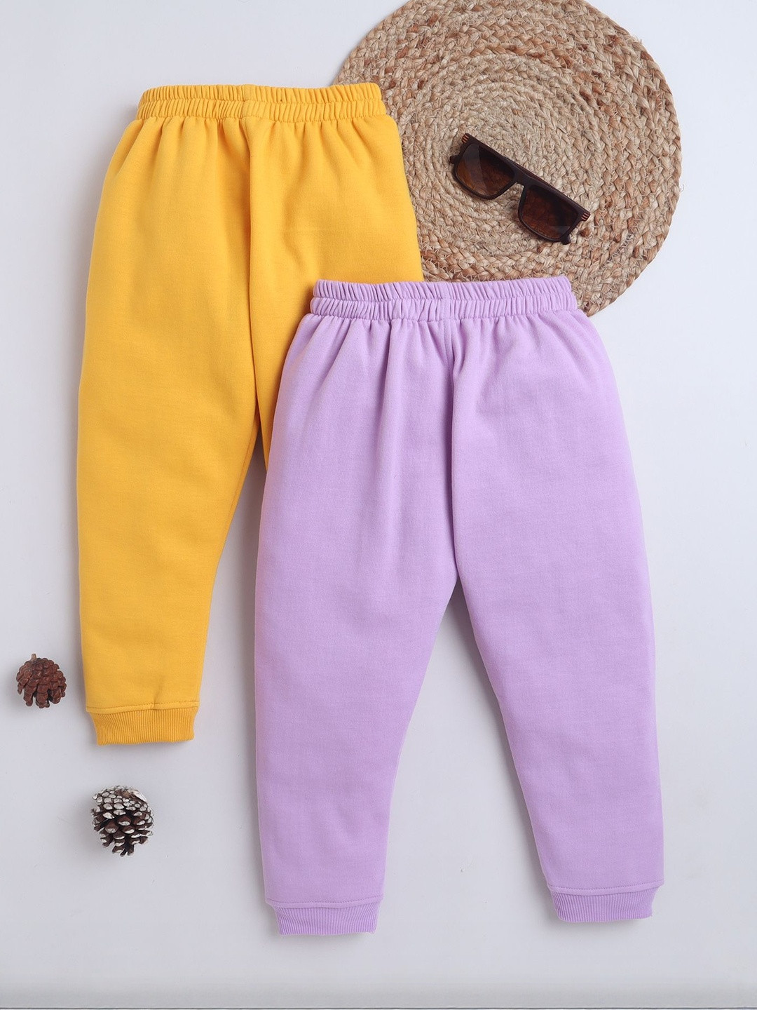 BAATCHEET Kids Pack of 2 Inner Elastic Mid-Rise Joggers Lounge Pants