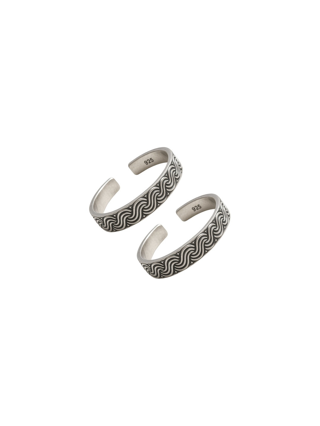 Darshraj Women Silver Pleated Sterling Silver Toe Ring