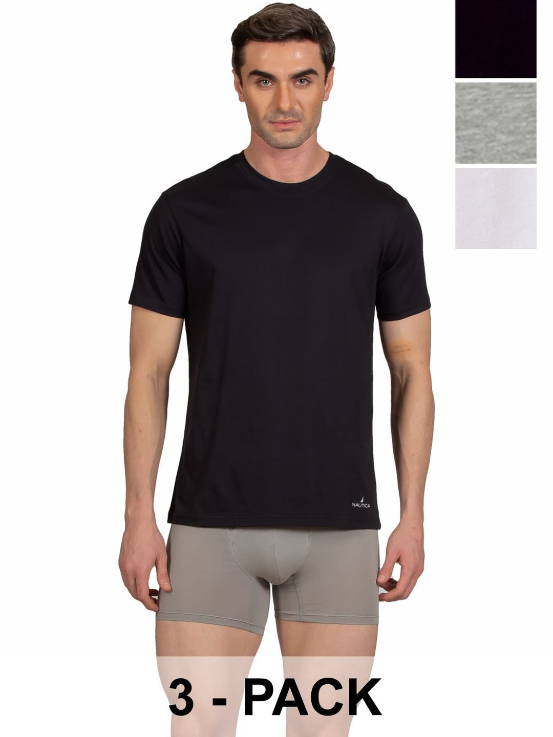 Nautica Pack Of 3 Men Pure Cotton Round Neck Short Sleeves Lounge T-shirts