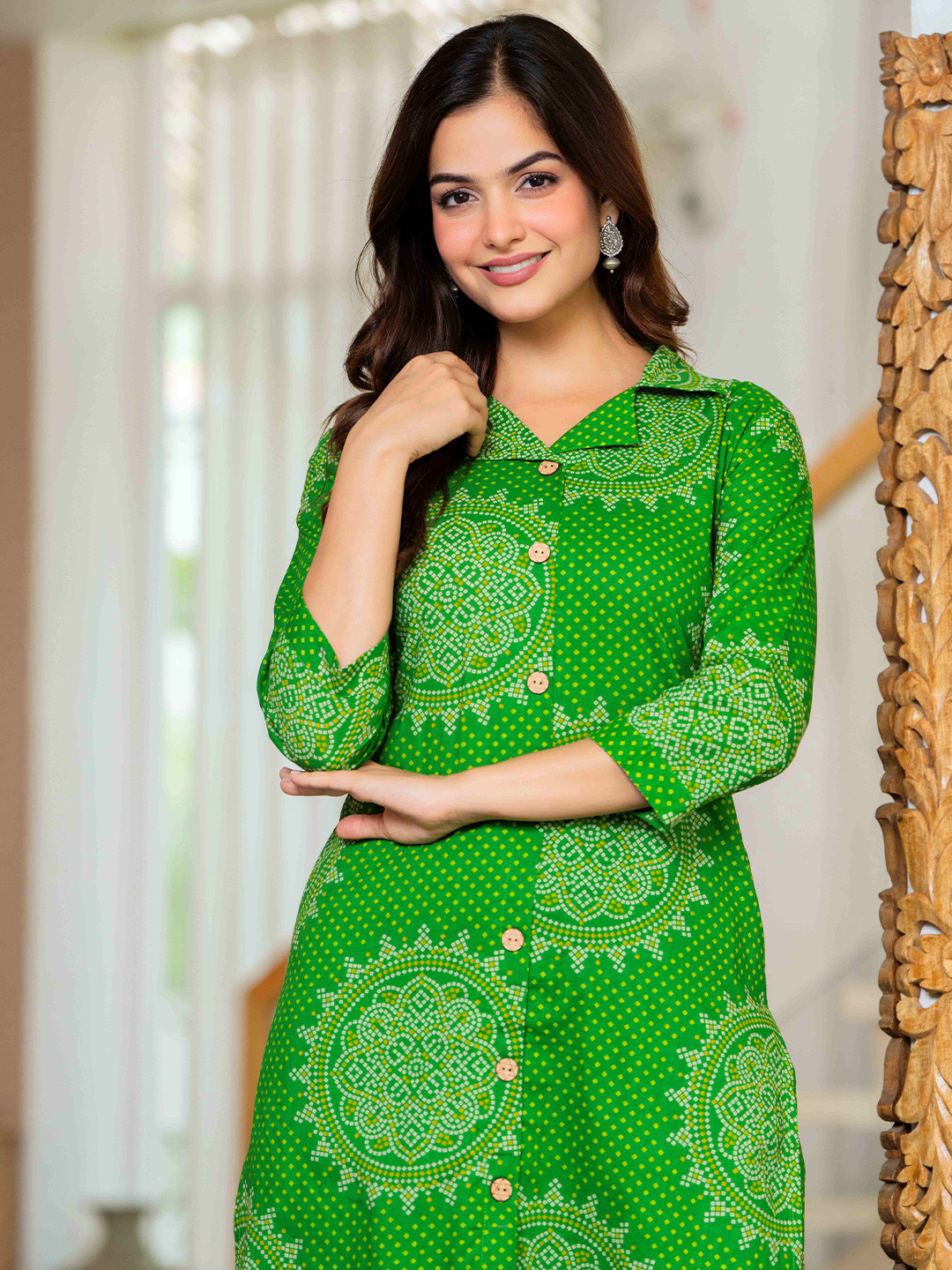 Deeps Fashion Women Green Pure Cotton Kurta Sets