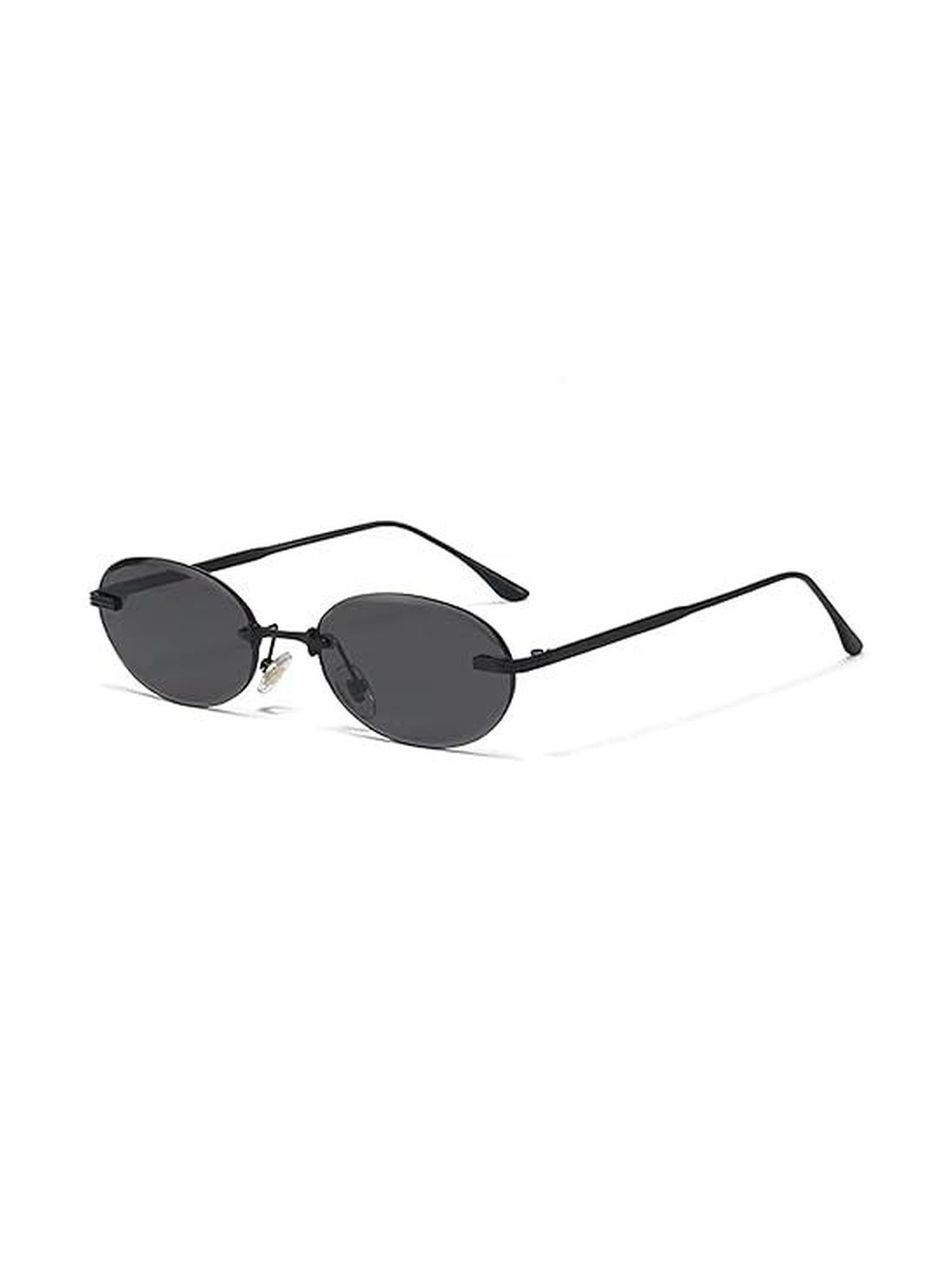 AUGEN Unisex Black Lens & Black Oversized Oval Rimless Sunglasses With UV Protected Lens