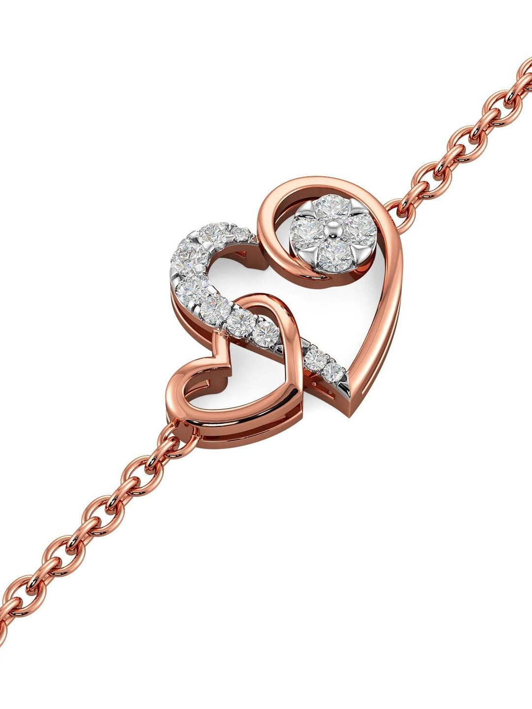 Joyalukkas Women 18Kt Rose Gold Heart Shaped Diamond Bracelet - 3.61g