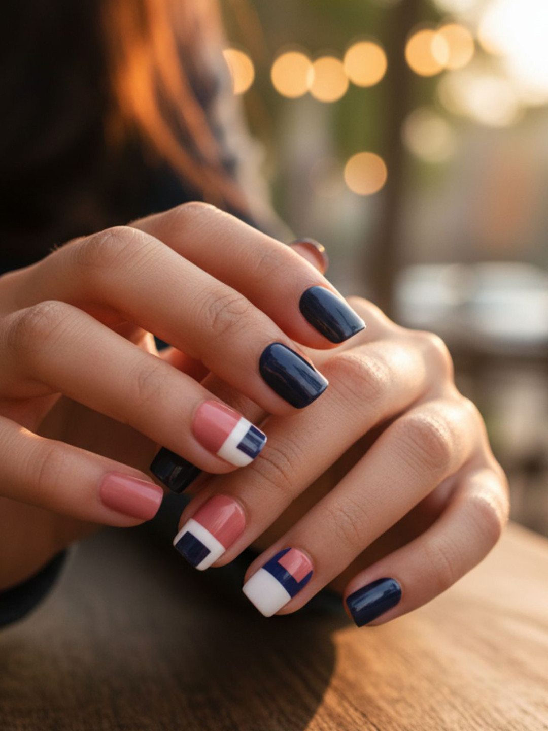 LICK 12 Pcs Matte Blue Artificial Stick On Nails With Application Kit