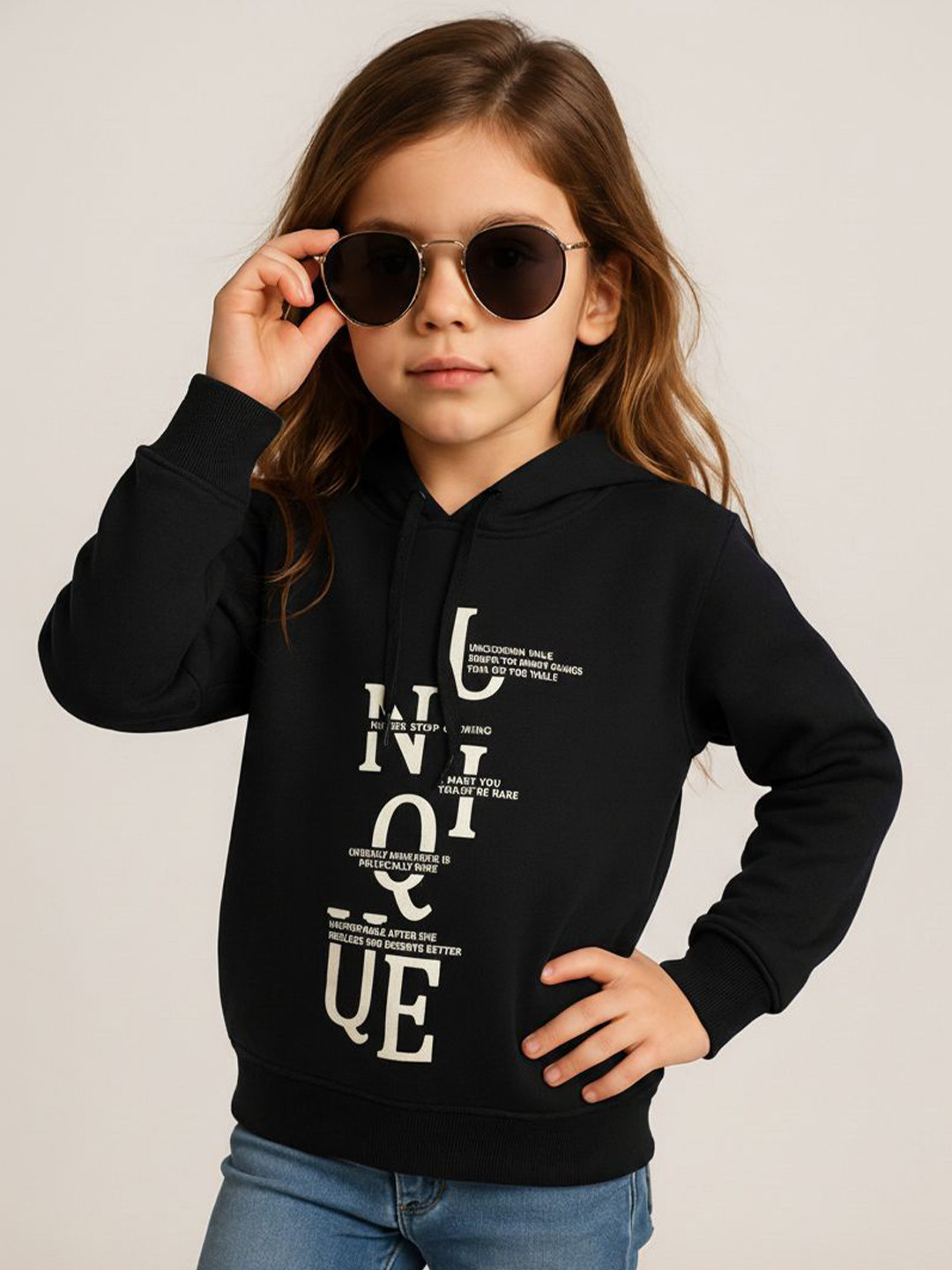 MACK JONNEY Girls Printed Hooded Long Sleeves Sweatshirt