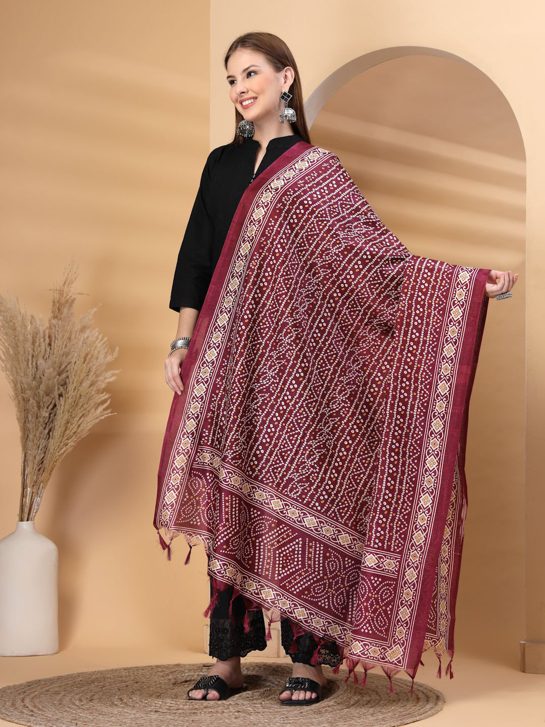 Clora Creation Bandhani Printed Patola Dupatta