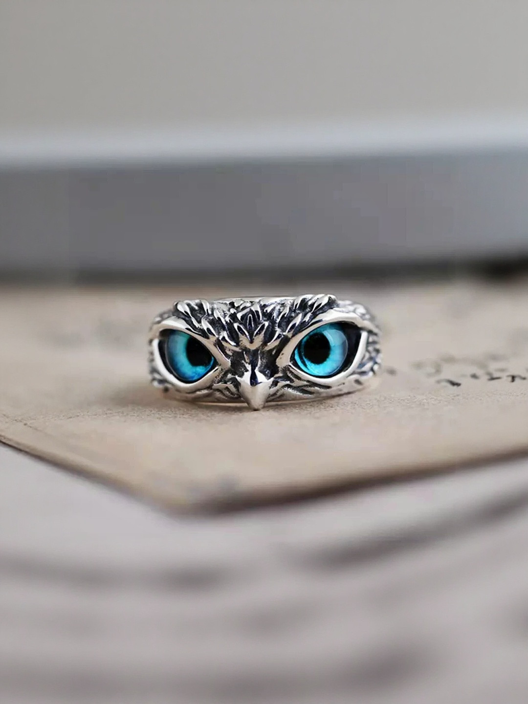 Teeragaj Stainless Steel Owl Adjustable Finger Ring