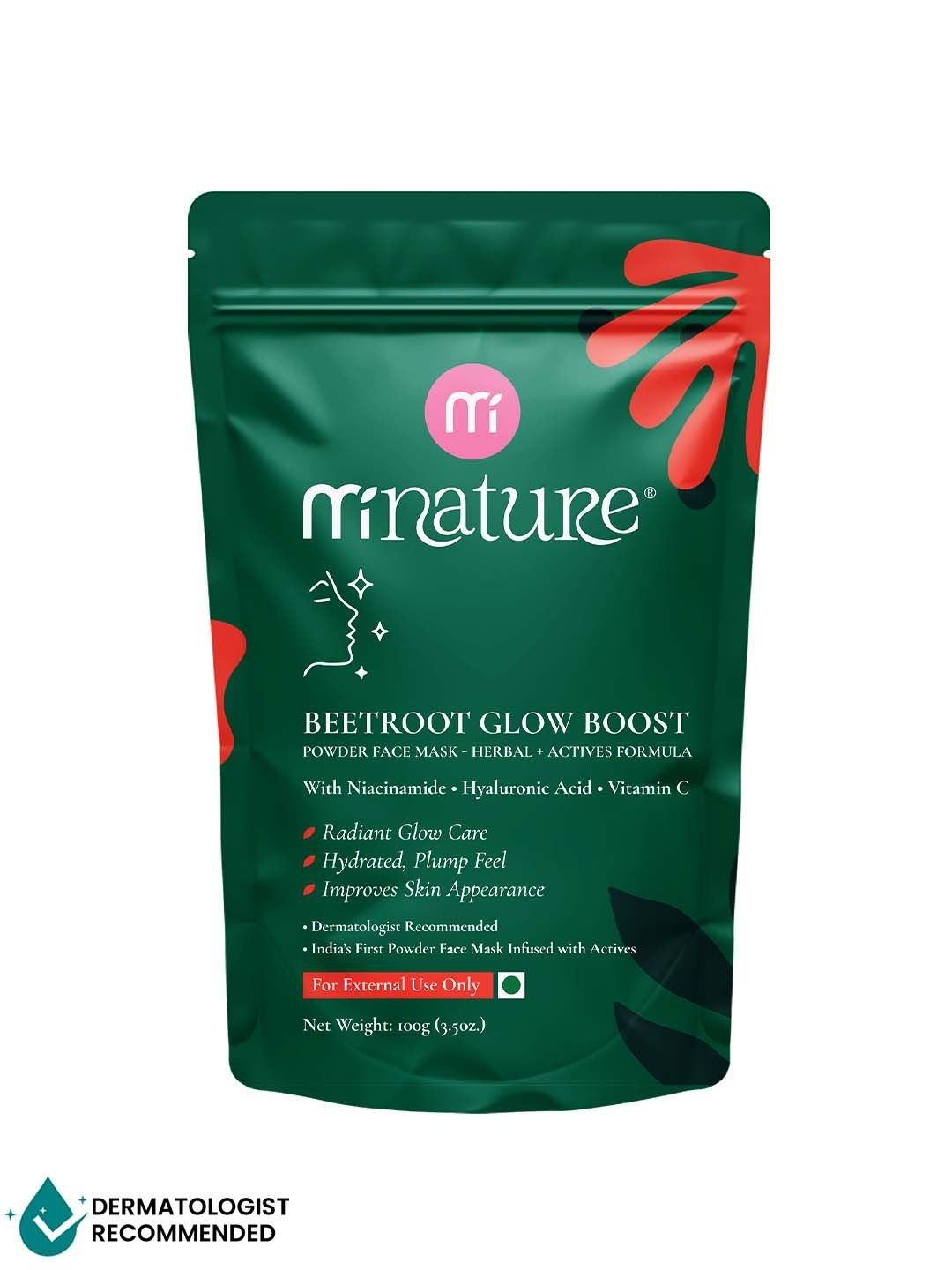 MINATURE Beetroot Glow Boost Powder Face Mask For Skin Hydrating - 100 g