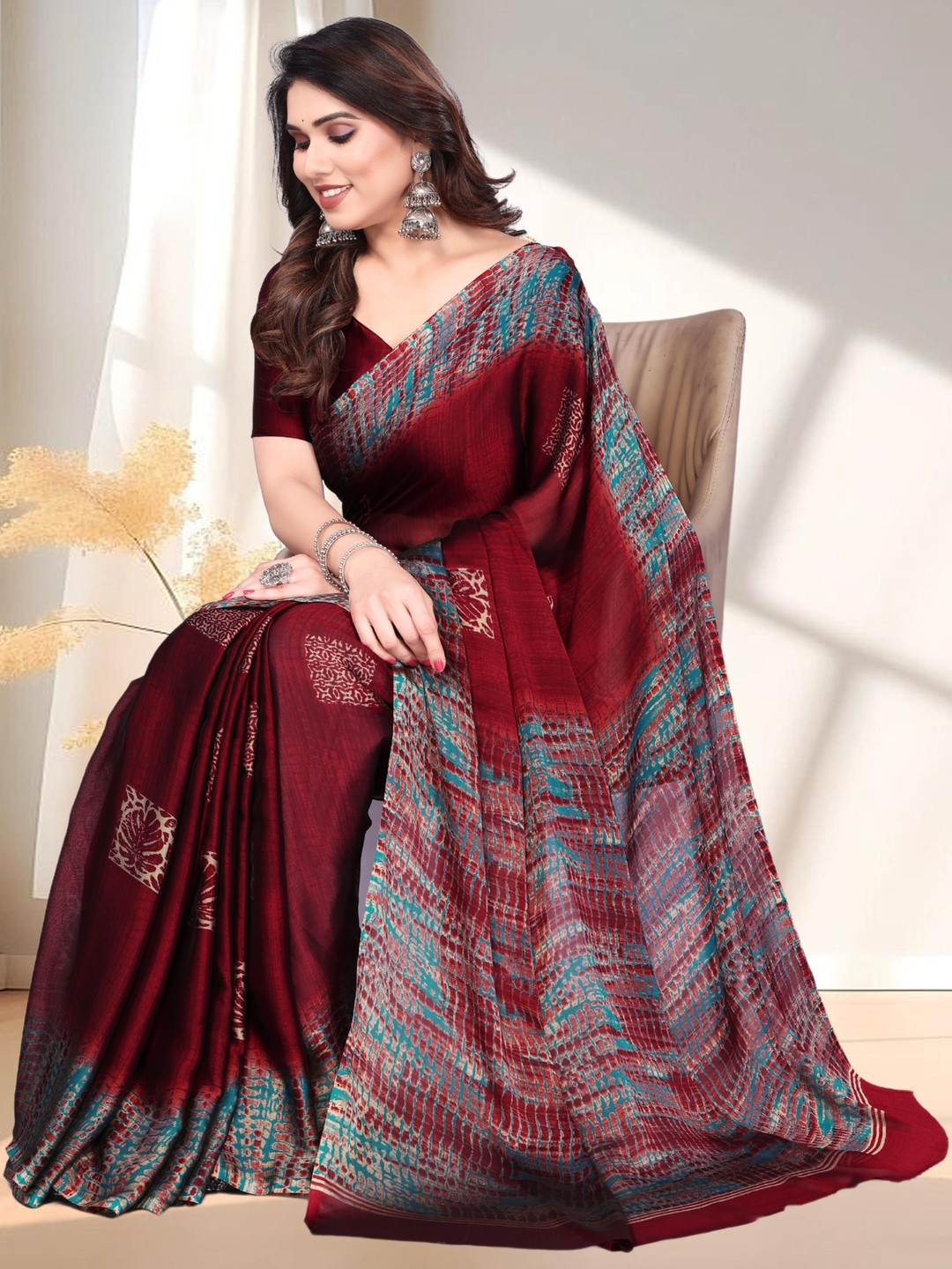BilloRani Pure Chiffon Designer Saree