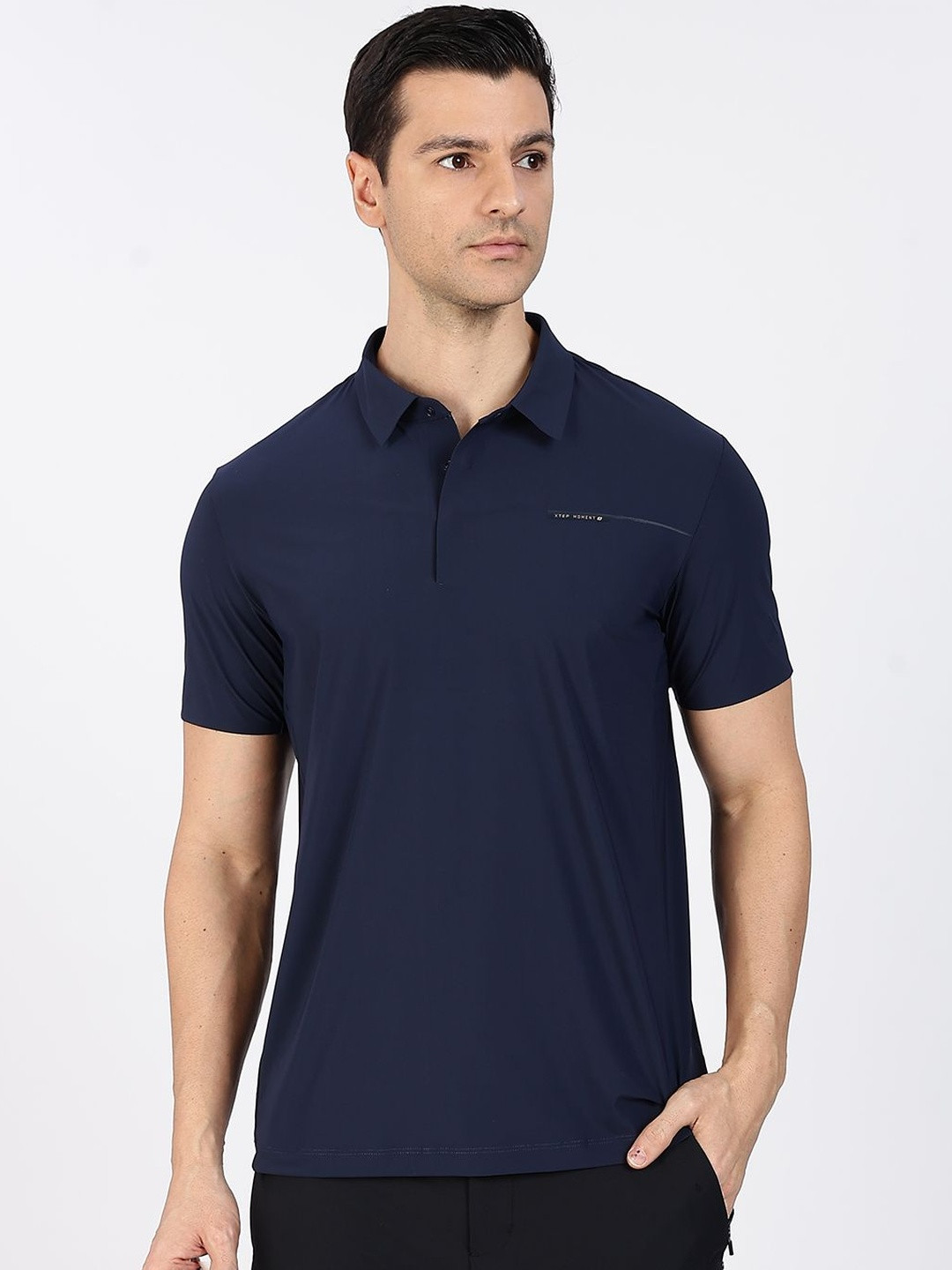 Xtep Men Brand Logo Polo Collar Cool Max Pockets T-shirt