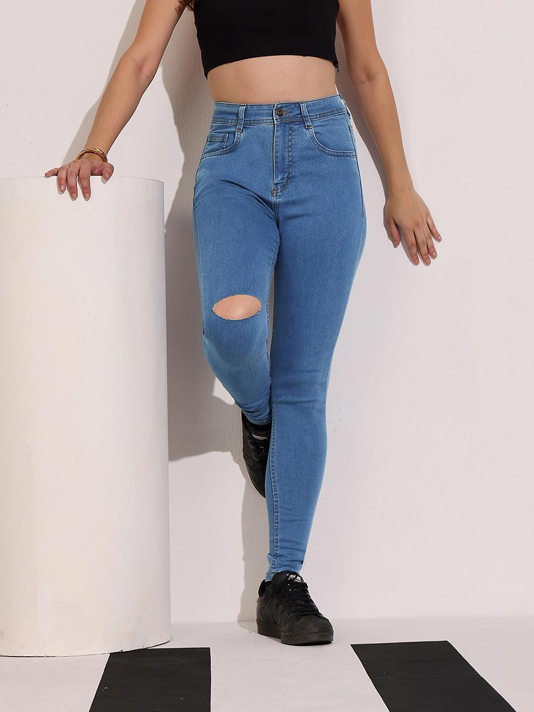 DOLCE CRUDO Women High-Rise Regular Denim Skinny Jeans