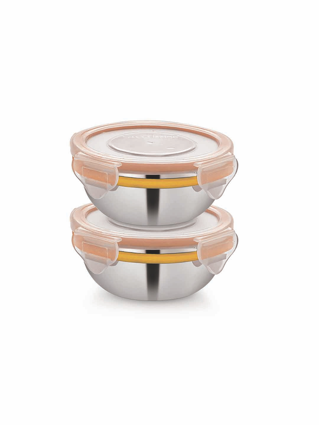 STEELLOCK Pack Of 2 Silver-Toned Stainless Steel Air Tight Containers - 200ML