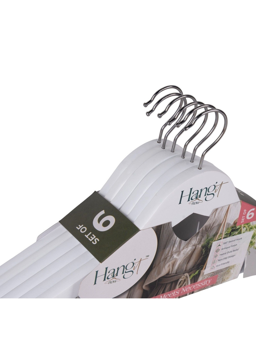HangitNow White 6-Pieces Wooden Cloth Bar Hanger
