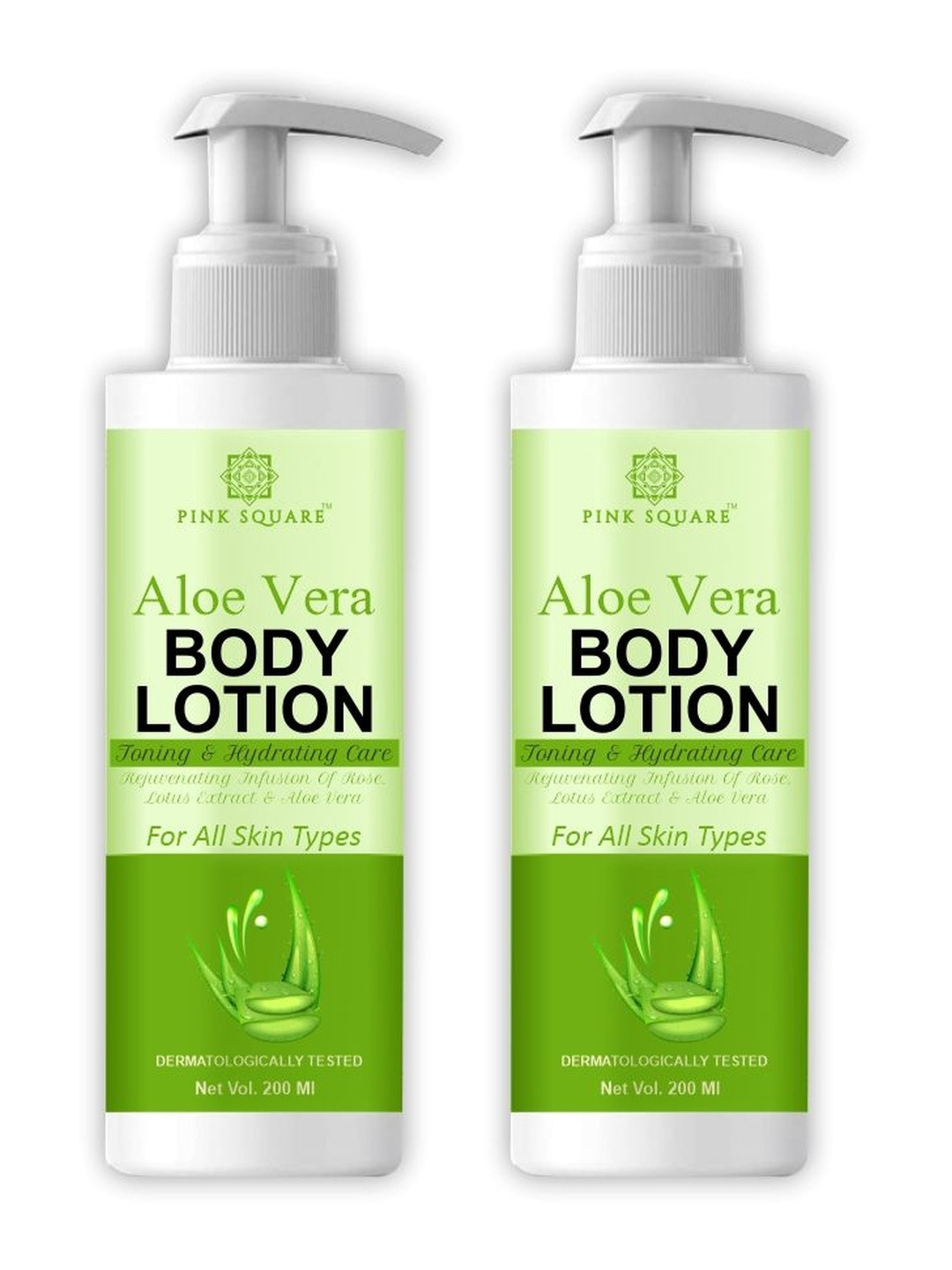 Pink Square Set Of 2 Aloe Vera Body Lotion For Skin Moisturizing - 200 ml Each