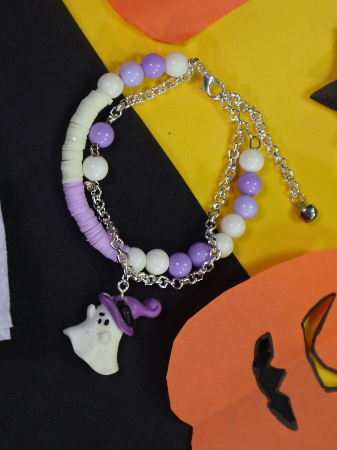 Kamule Girls Spooky Ghost Charm Artificial Beaded Wraparound Bracelet