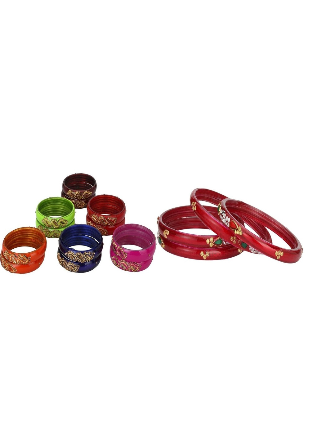 SOMIL Set Of16 Stone-Studded Bangles