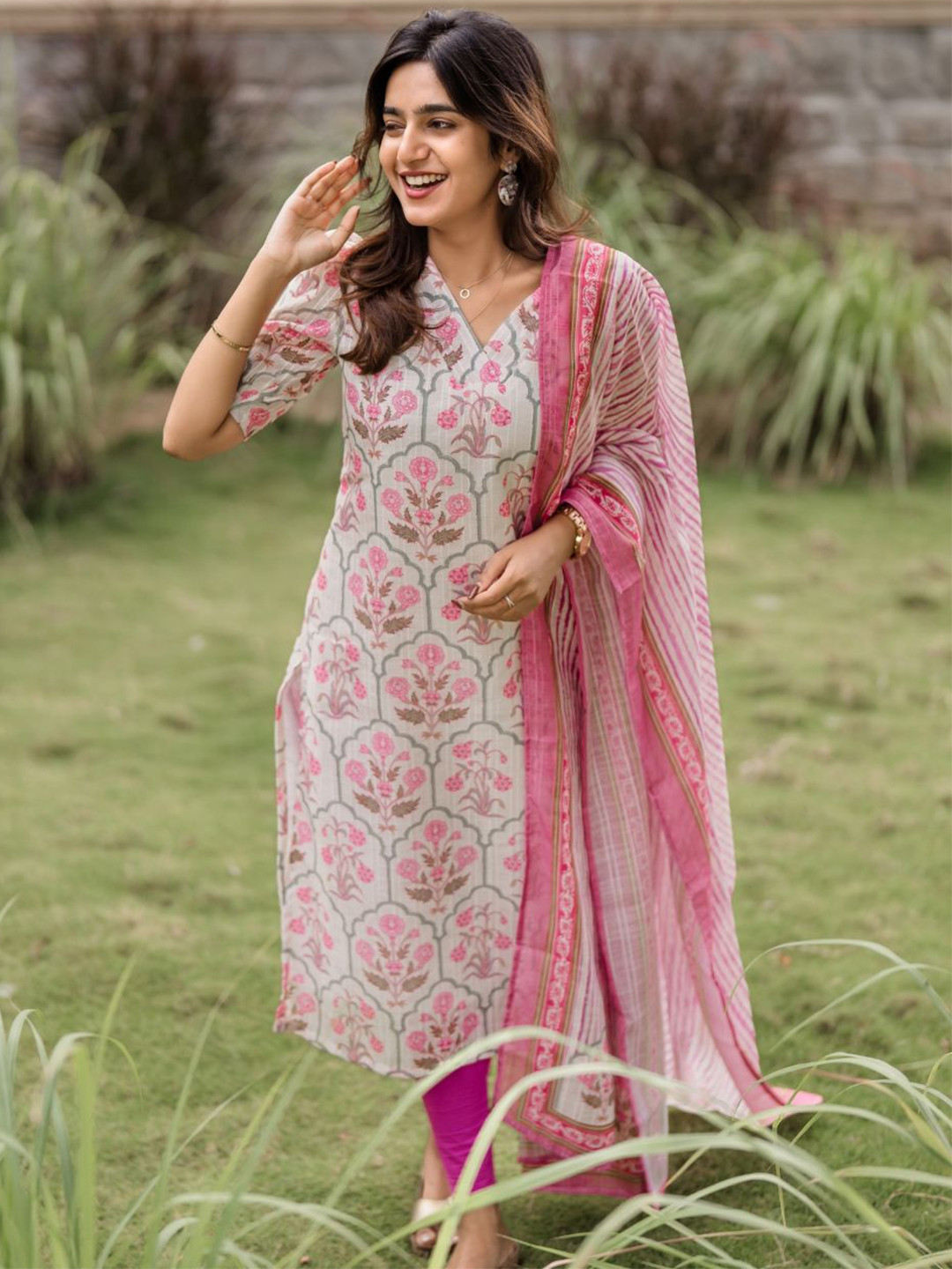 HAY Clothing Dupatta Graphic Knee Length A-Line Dress