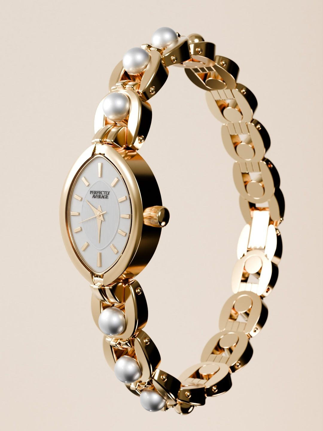 Perfectly Average Moonlight Pearl Gold-Toned Watch For Women