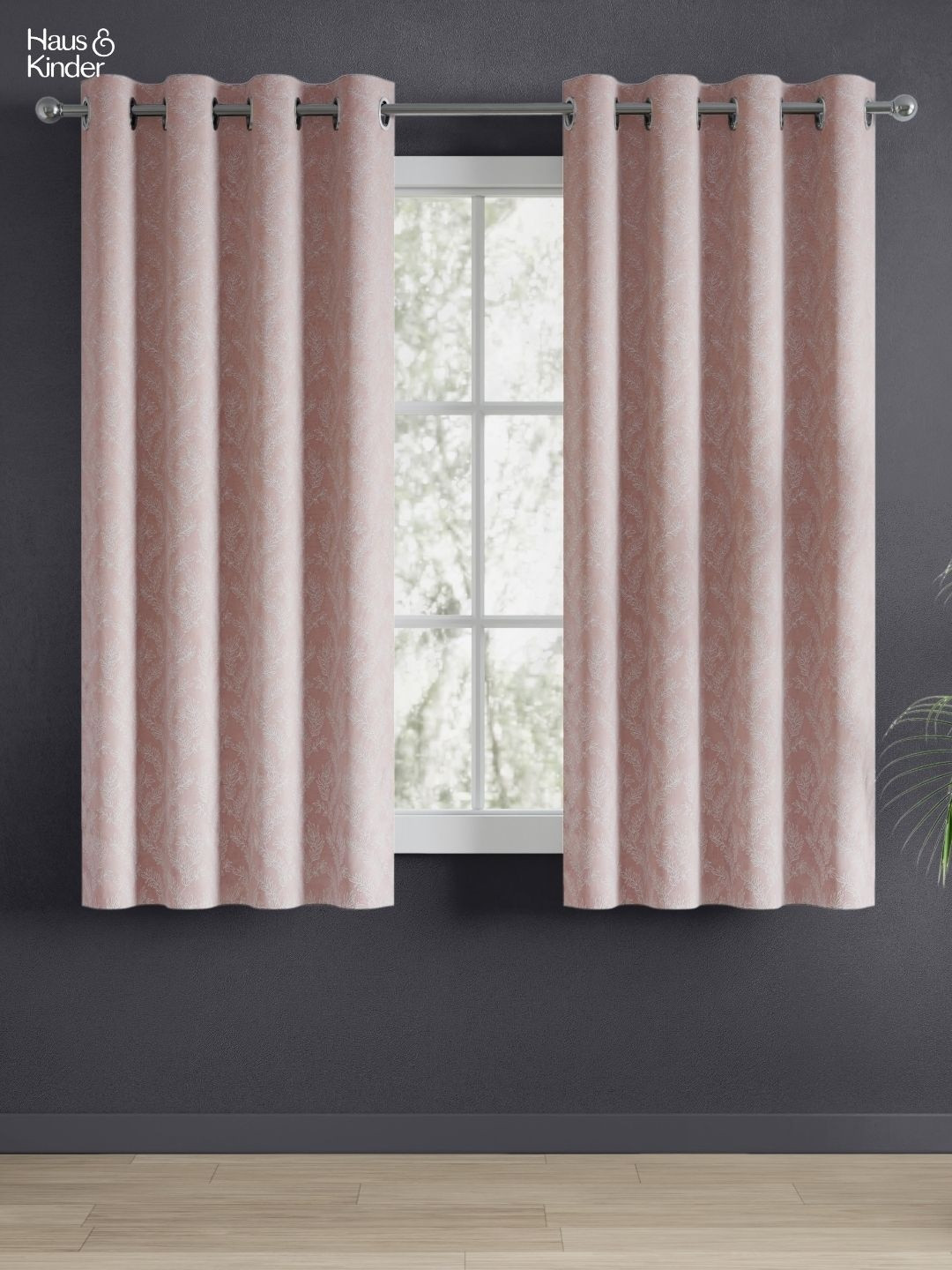 haus & kinder Signature Whispering Willow Pink Jacquard 2Pc Room Darkening Window Curtains