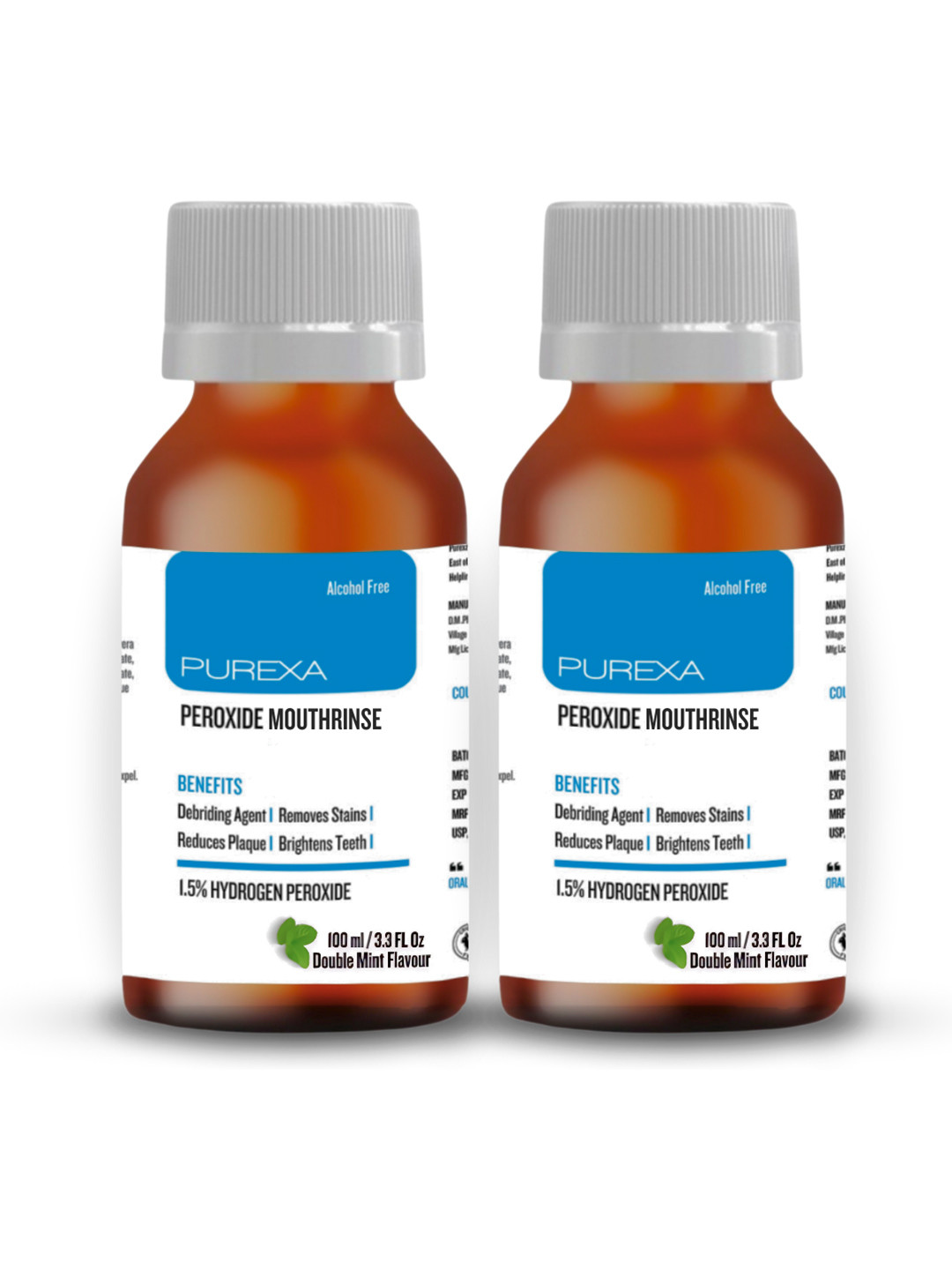 Purexa Set Of 2 Peroxide Mouthwash For Strain Removal - 100 ml Each