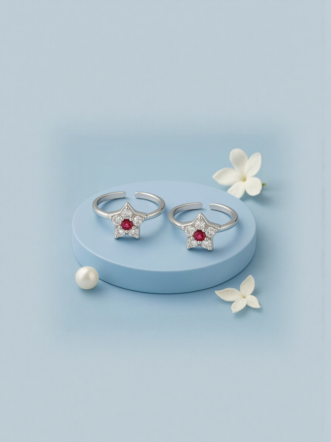 Darshraj Women Pack Of 2 Pink & Silver-Plated Sterling Silver Toe Rings