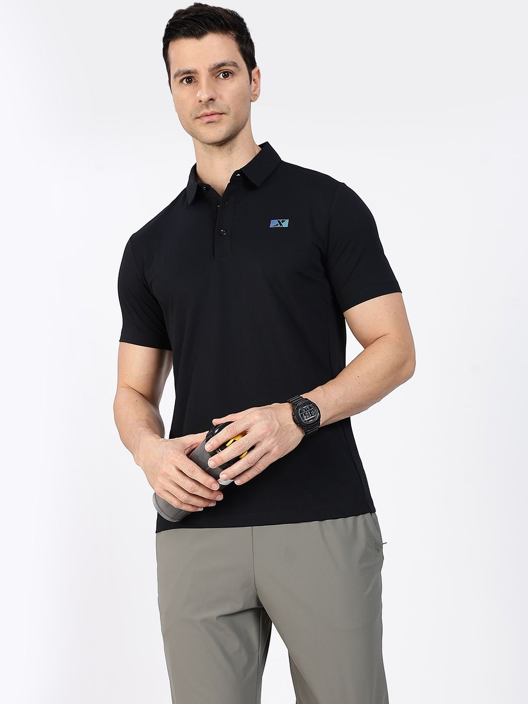 Xtep Men Brand Logo Polo Collar Cool Max T-shirt