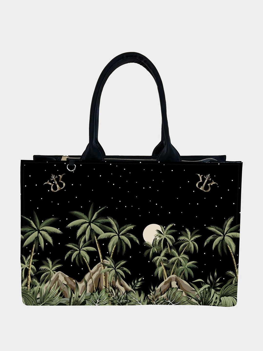IN VOGUISH Floral Oversized Structured Tote Bag with Cut Work