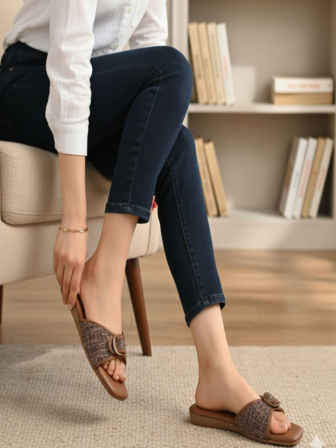 Simplex Footwear Women Solid Open Toe Flats with Buckles