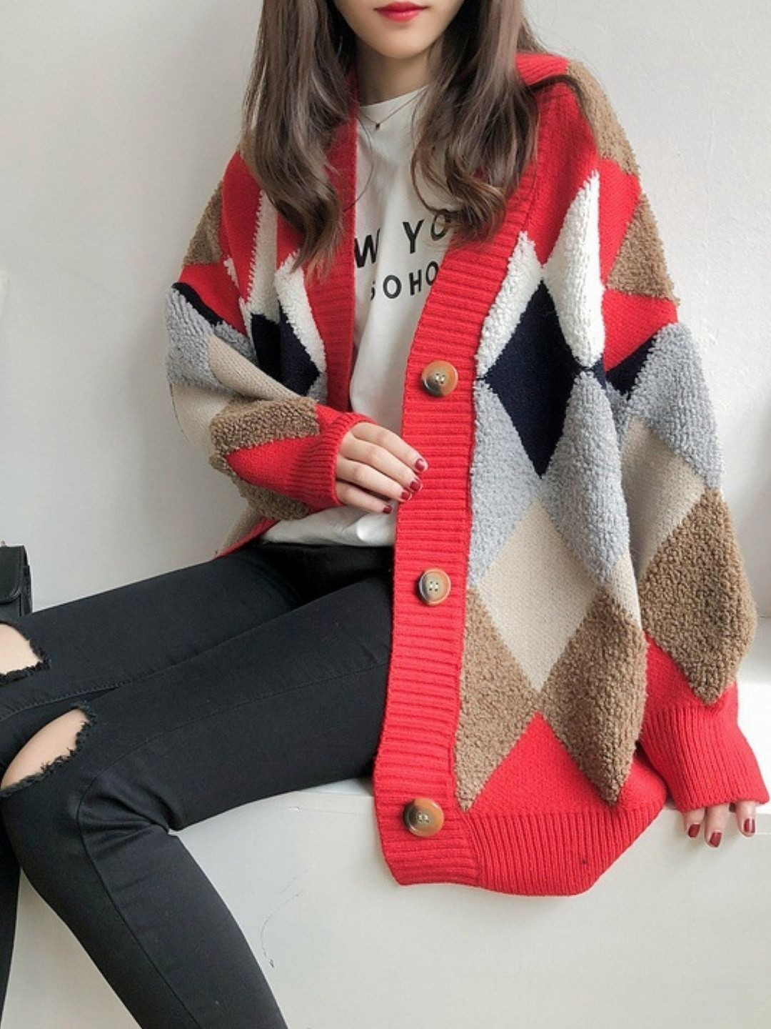 StyleCast Women Red Colourblocked Regular Open Front Jacket