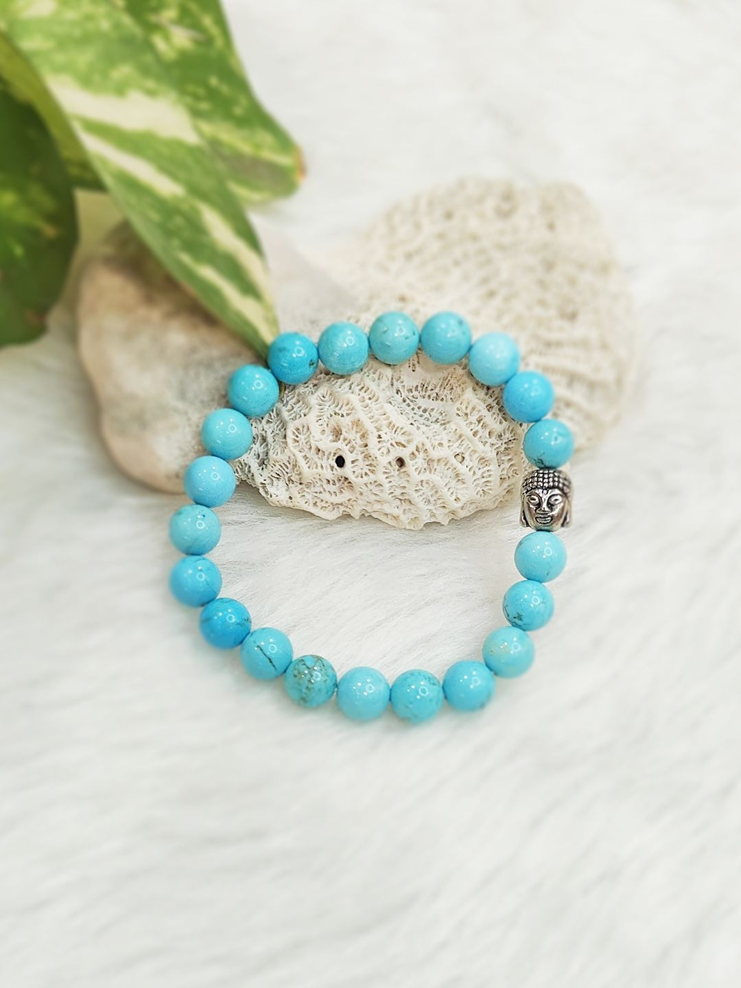 Cold Lava Studio Turquoise & Crystals Beaded Elasticated Bracelet