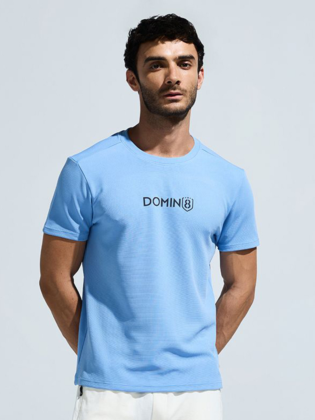 DOMIN8 Men Wrinkle Resistant Moisture Wicking Multi Reflecting Chest Logo T-Shirt