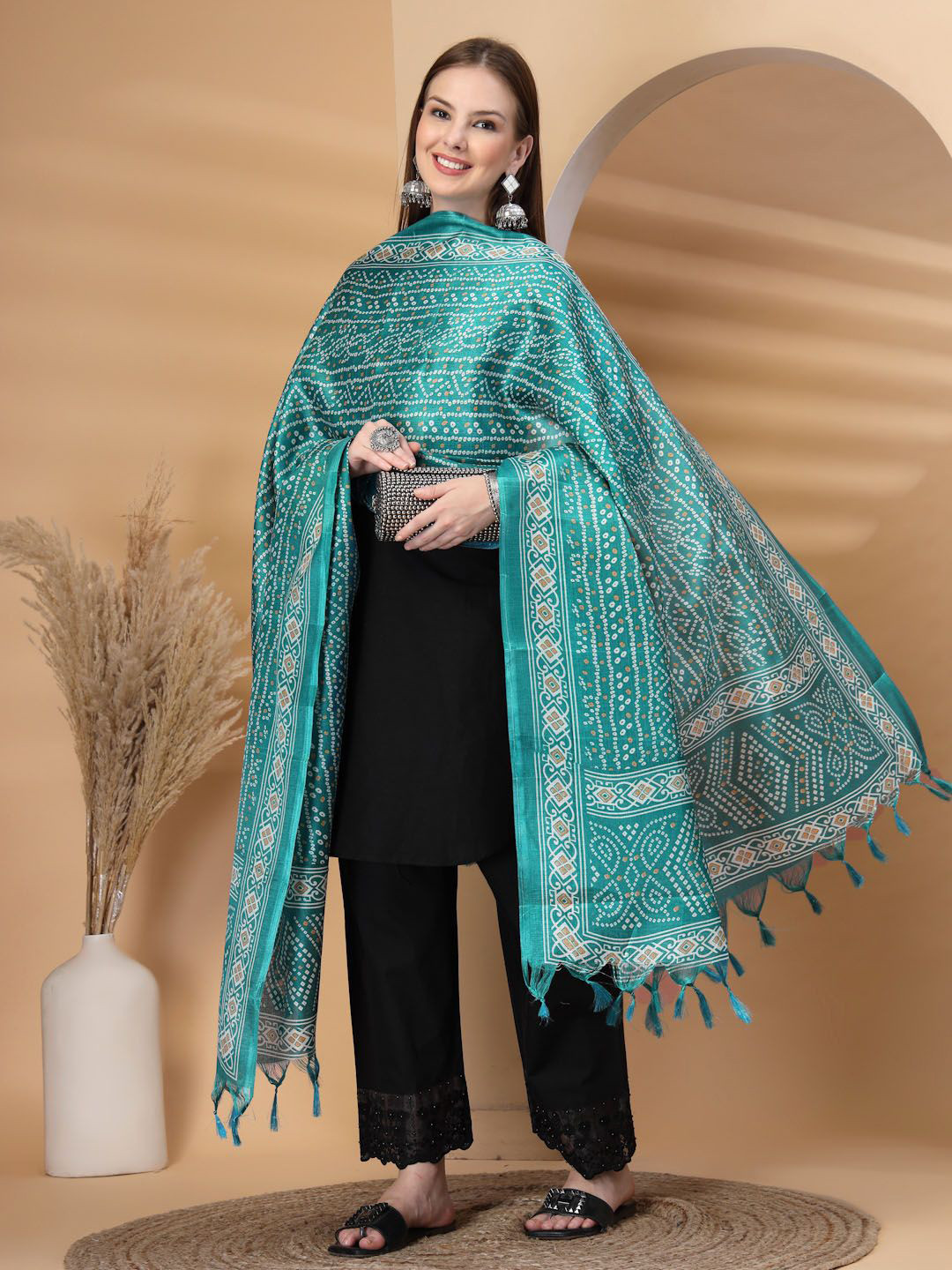 Clora Creation Bandhani Printed Patola Dupatta