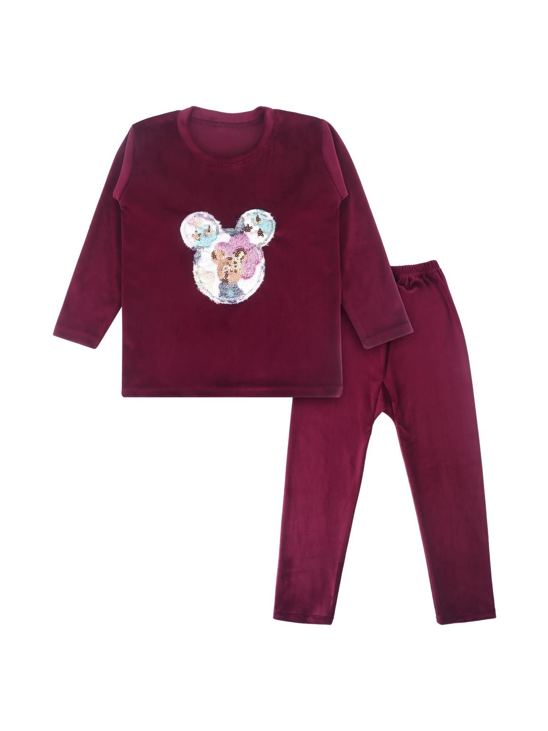 AVYAY Kids Velvet Round Neck Winter Night suit