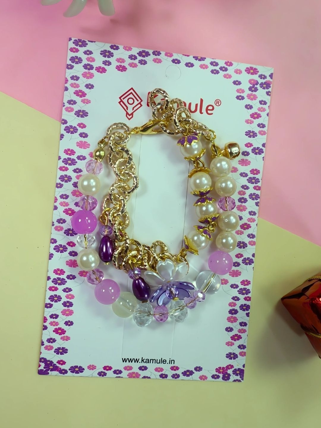 Kamule Girls Gold-Plated Royal Princess  Fairy Tale Floral Beaded Wraparound Bracelet