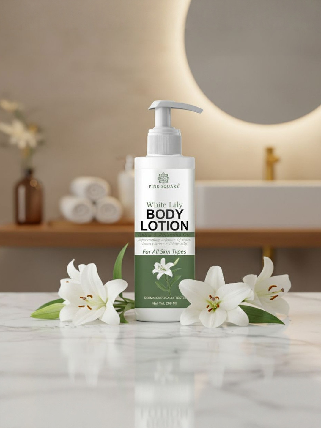 Pink Square White Lily Body Lotion For Skin Brightening - 200 ml