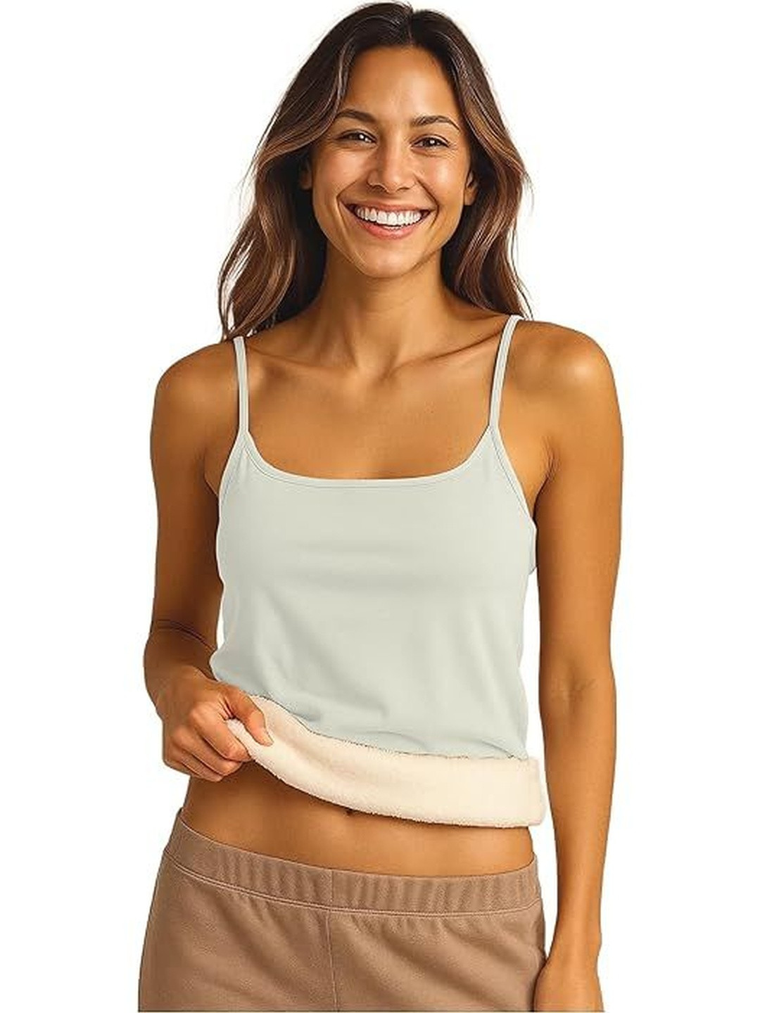 Eleg & Stilance Women Winter Fleece Thick Stretchy Slim Fit  Built-In Bra Sleeveless Vest