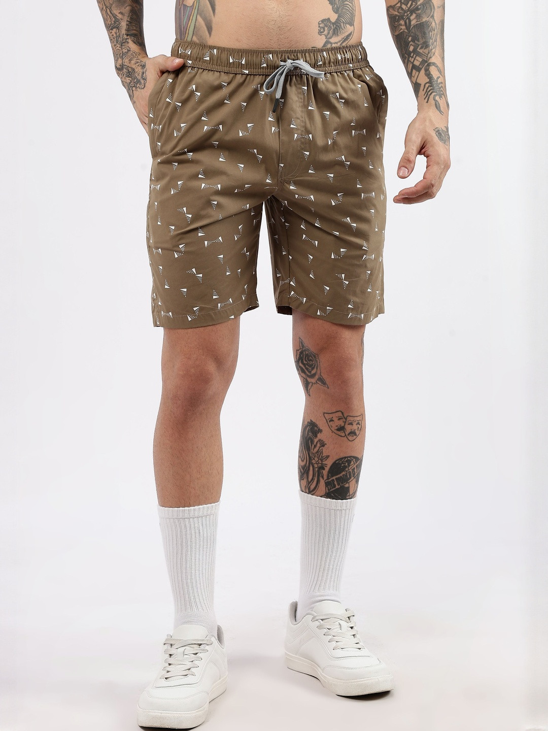 24 Street Men Conversational Printed Regular Fit Low-Rise Cotton Bermuda Shorts