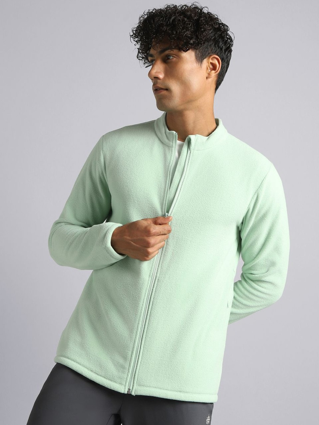CULT Men's Light Green Performance Pro Training Fleece Jacket