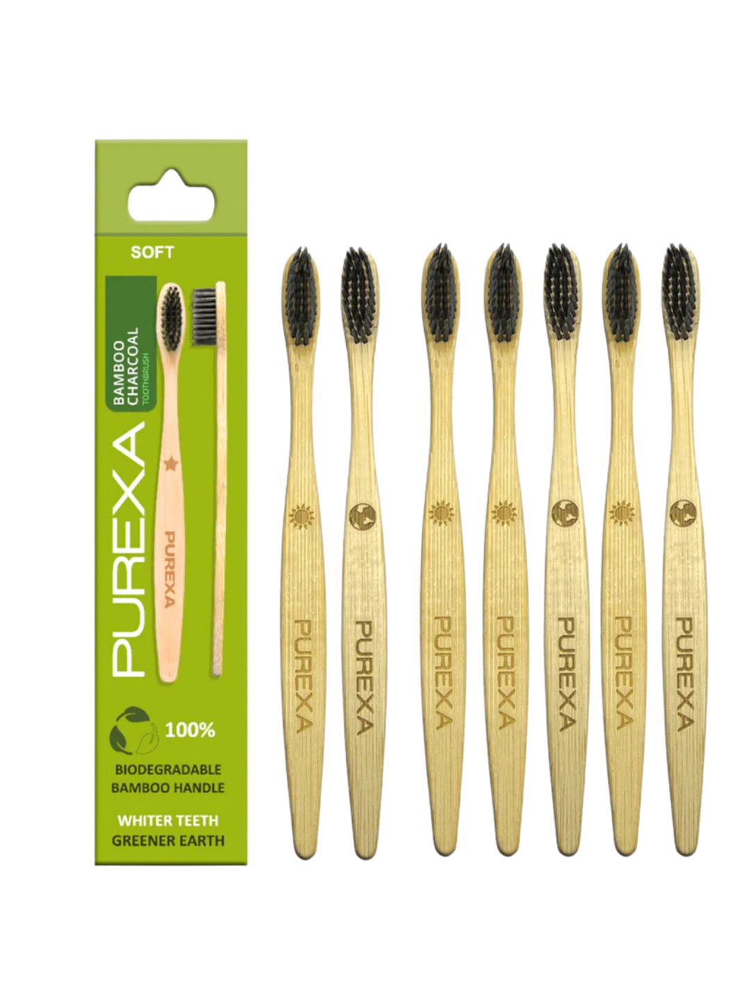 Purexa Set Of 8 Soft Bristles Toothbrush With Activated Charcoal